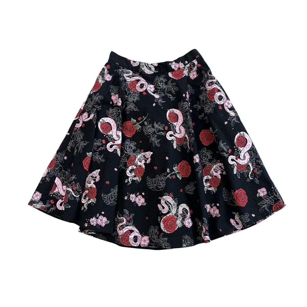Hell Bunny Python Rose Circle Skirt Size S